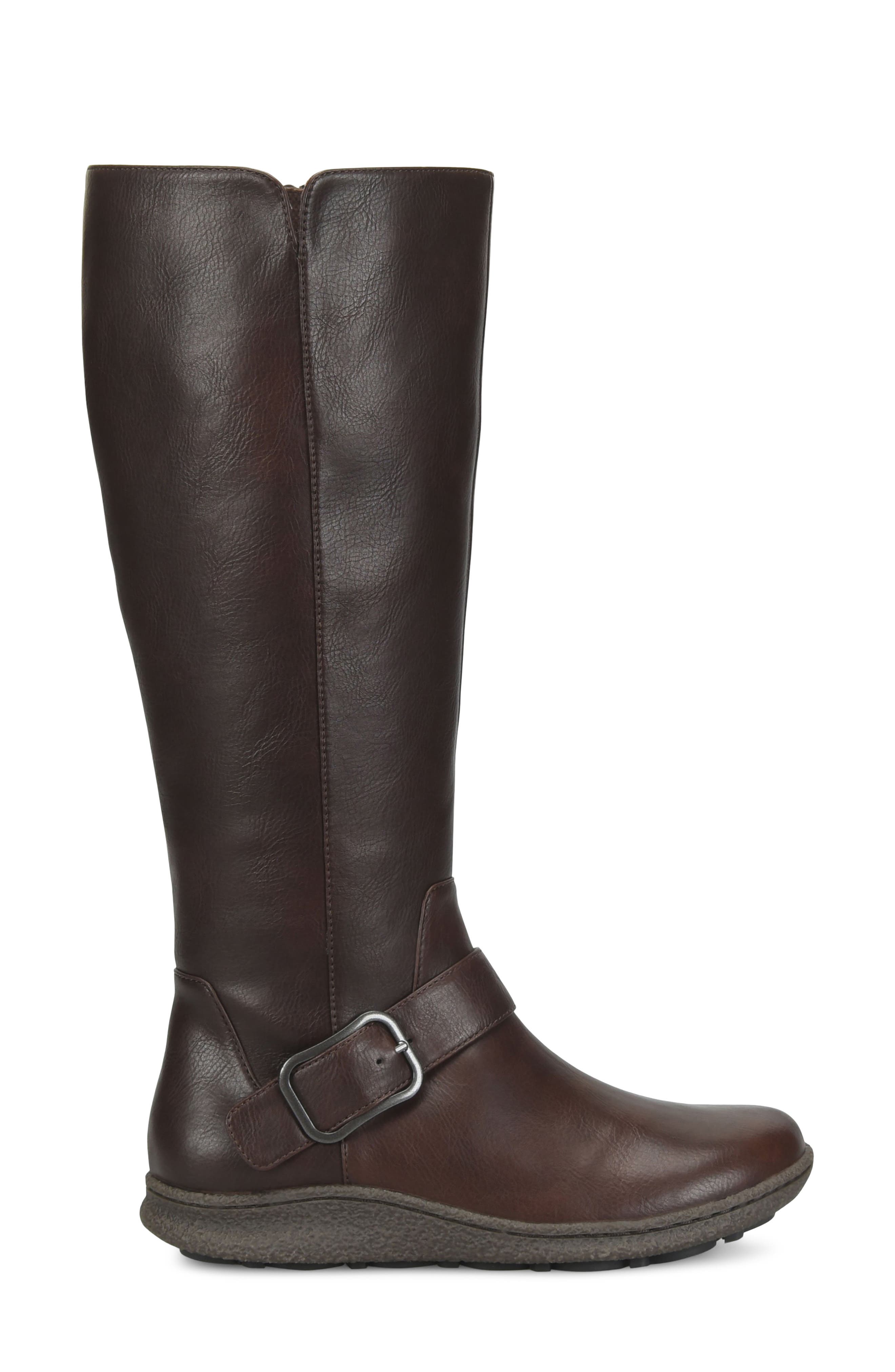 Nicoya Faux Leather Knee High Boot, Alternate, color, DARK BROWN