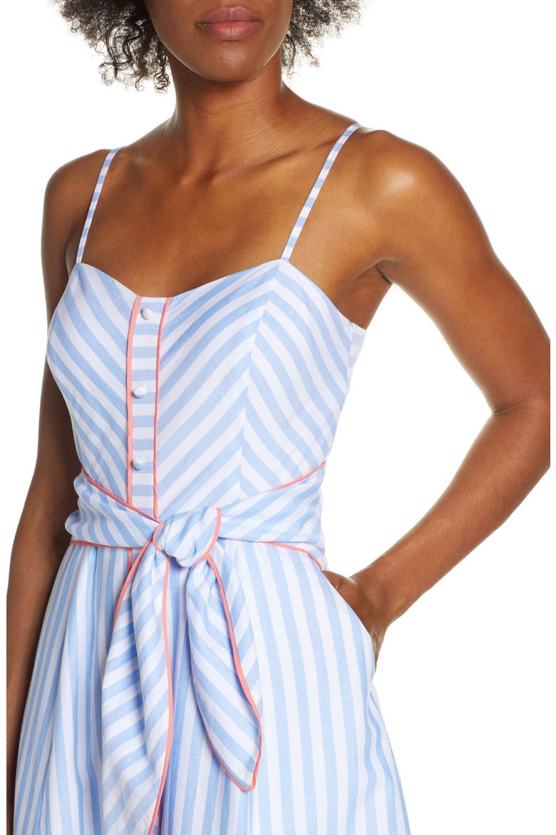 Stripe Piped Cotton Sundress, Alternate, color, BLUE/ WHITE