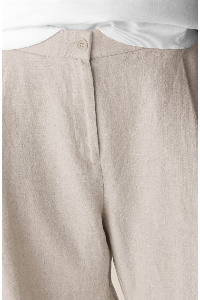 Curved Organic Linen Ankle Pants, Alternate, color, UNDYED NATURAL
