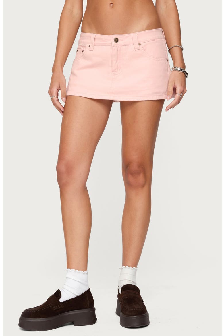 Sukie Low Rise Denim Miniskort, Main, color, LIGHT-PINK