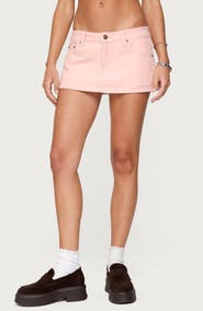 EDIKTED Sukie Low Rise Denim Miniskort