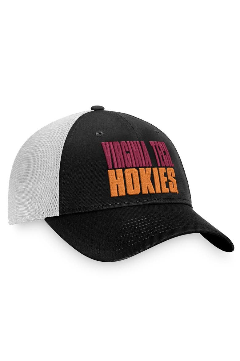 Men's Top of the World Black/White Virginia Tech Hokies Stockpile Trucker Snapback Hat, Alternate, color, Black