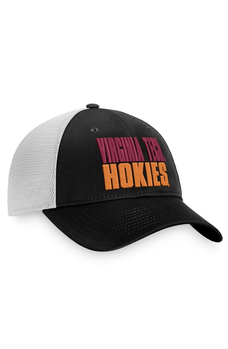 TOP OF THE WORLD Men's Top of the World Black/White Virginia Tech Hokies Stockpile Trucker Snapback Hat, Alternate, color, Black