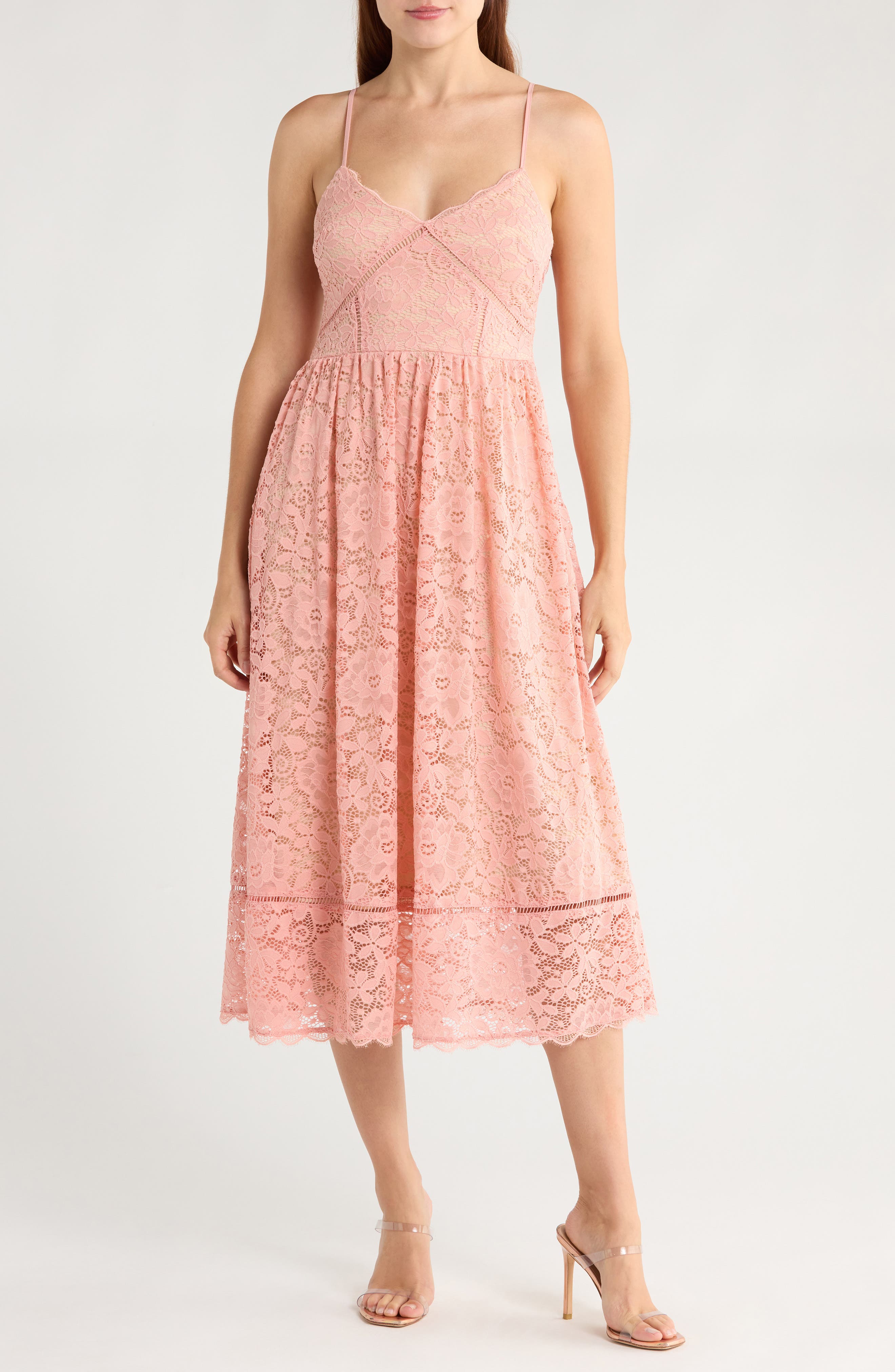 NSR Crochet Stretch Lace Midi Dress