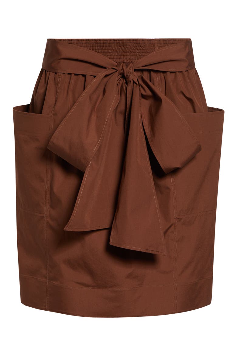 Tie Waist Cotton Poplin Skirt, Alternate, color, PLAIN BROWN