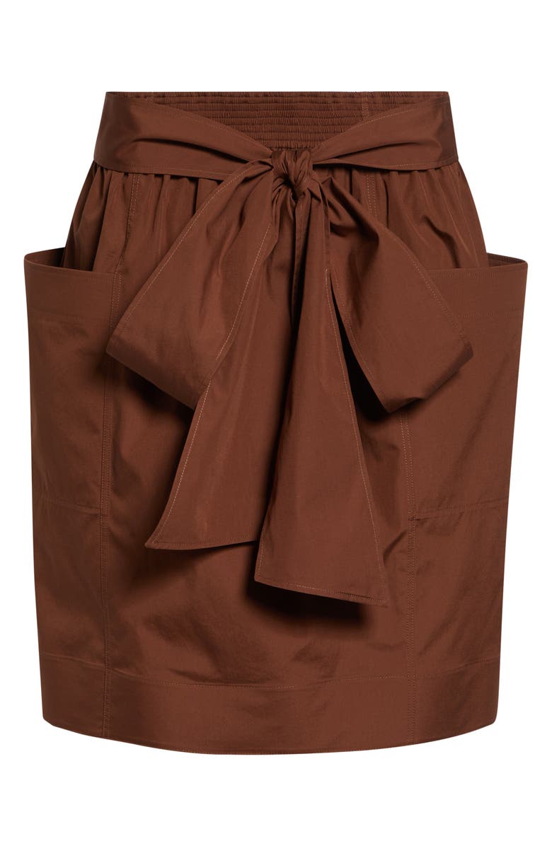 Chloé Tie Waist Cotton Poplin Skirt, Alternate, color, Plain Brown