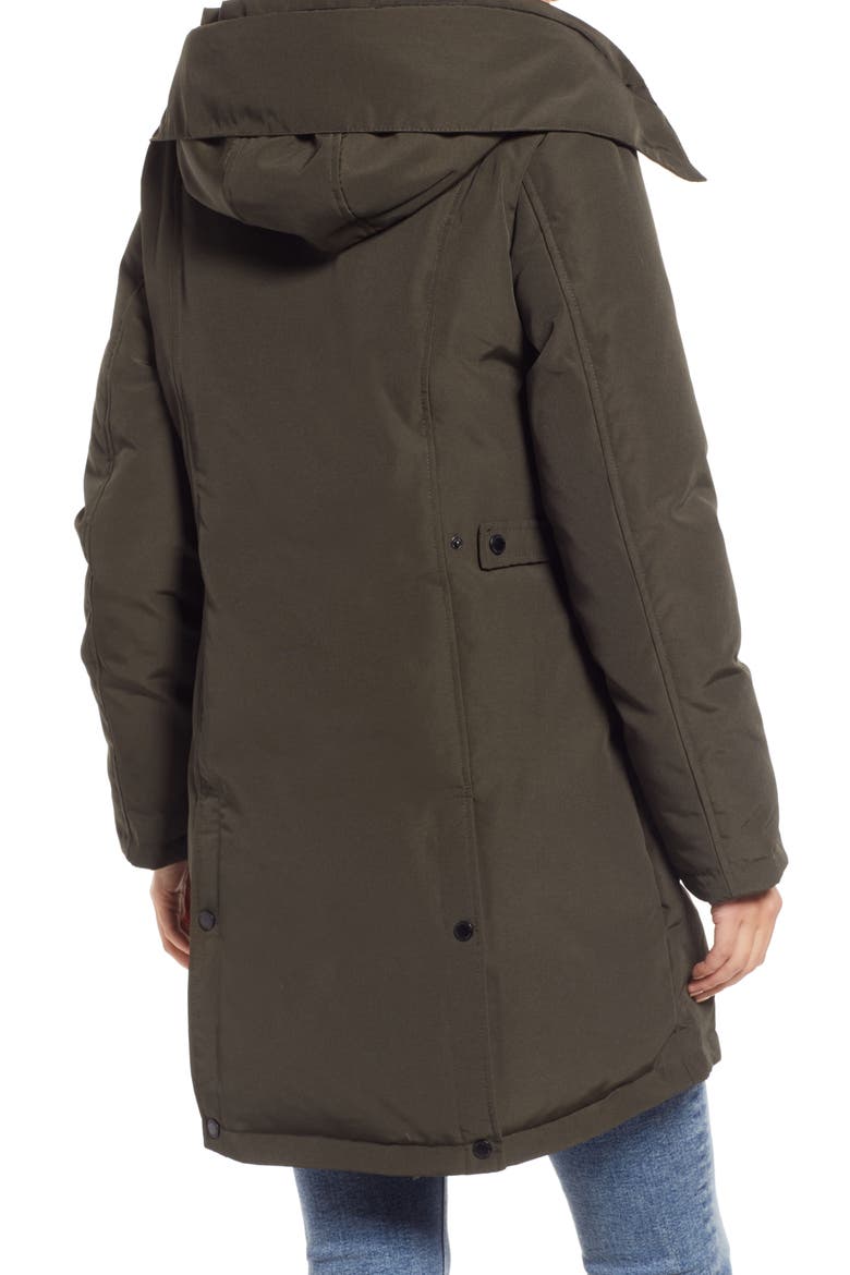 Hooded Down & Feather Fill Parka with Faux Fur Trim, Alternate, color, LODEN