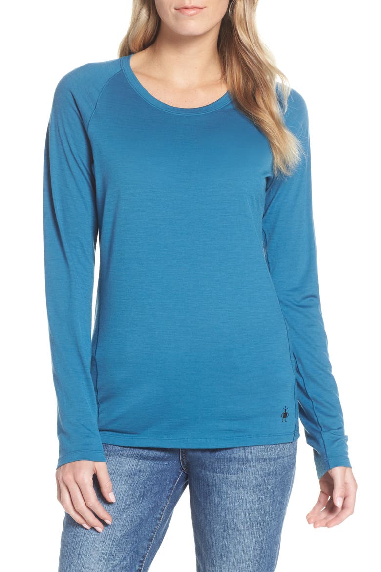 Merino Wool 150 Base Layer Top, Main, color, LIGHT BLUE MARLIN