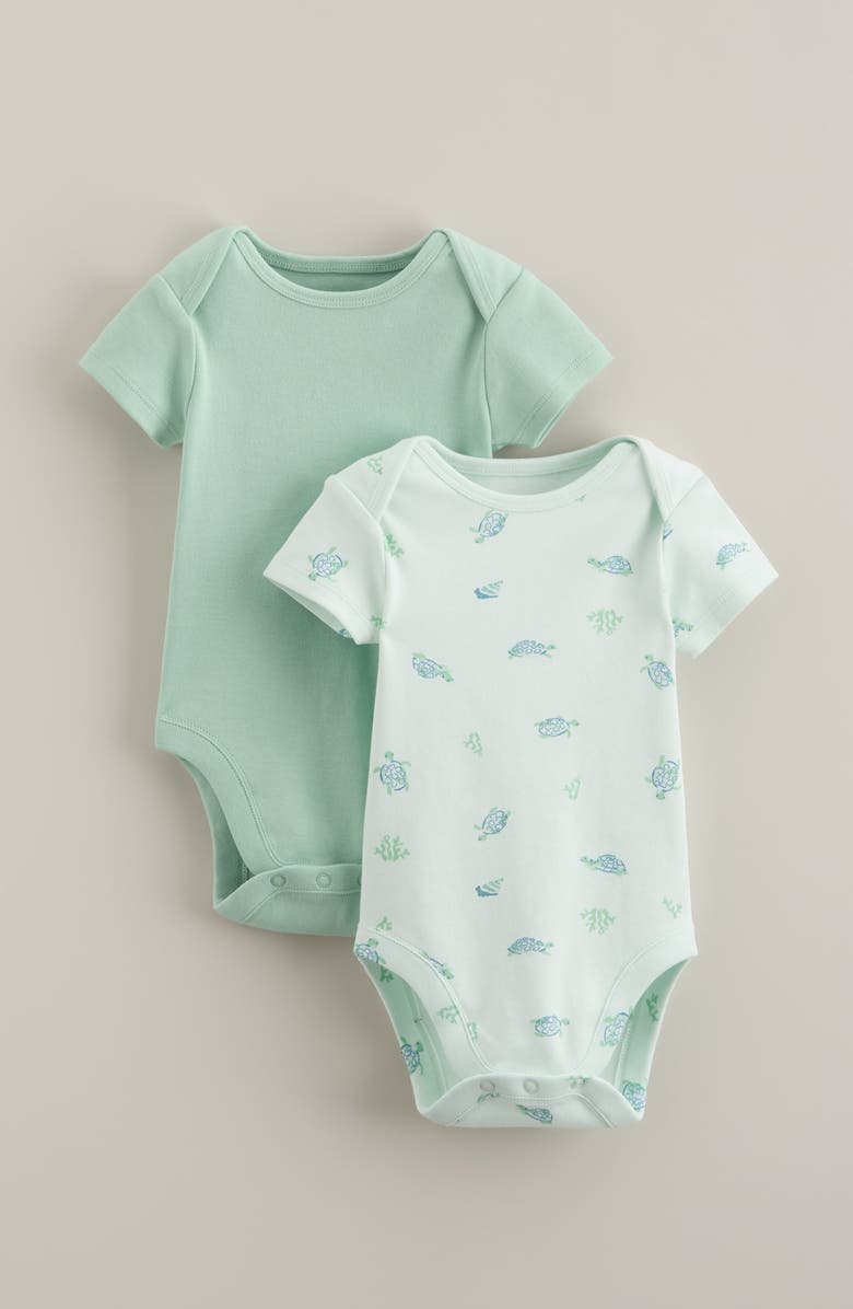 Nordstrom Assorted 2-Pack Bodysuits, Main, color, Green Sea Turtle Pack