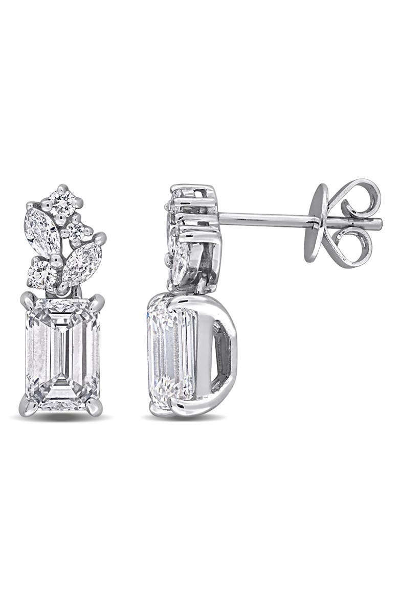 Lab-Grown Diamond Cluster Earrings 14k White Gold, Main, color, White Gold