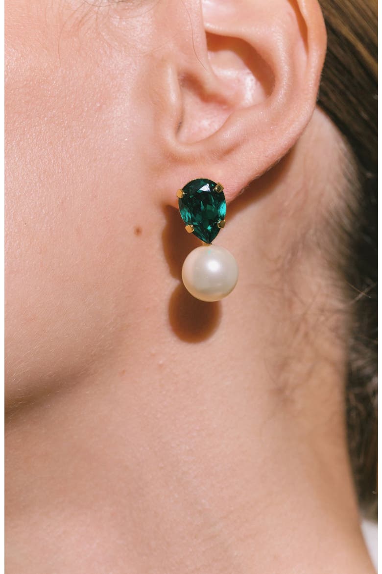 Cimone Drop Earrings, Alternate, color, EMERALD