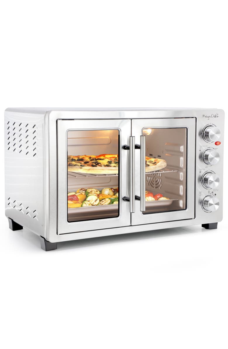 Megachef 47.6 Quart Electric French Door Rotisserie Convection Counter Top Oven, Main, color, Grey