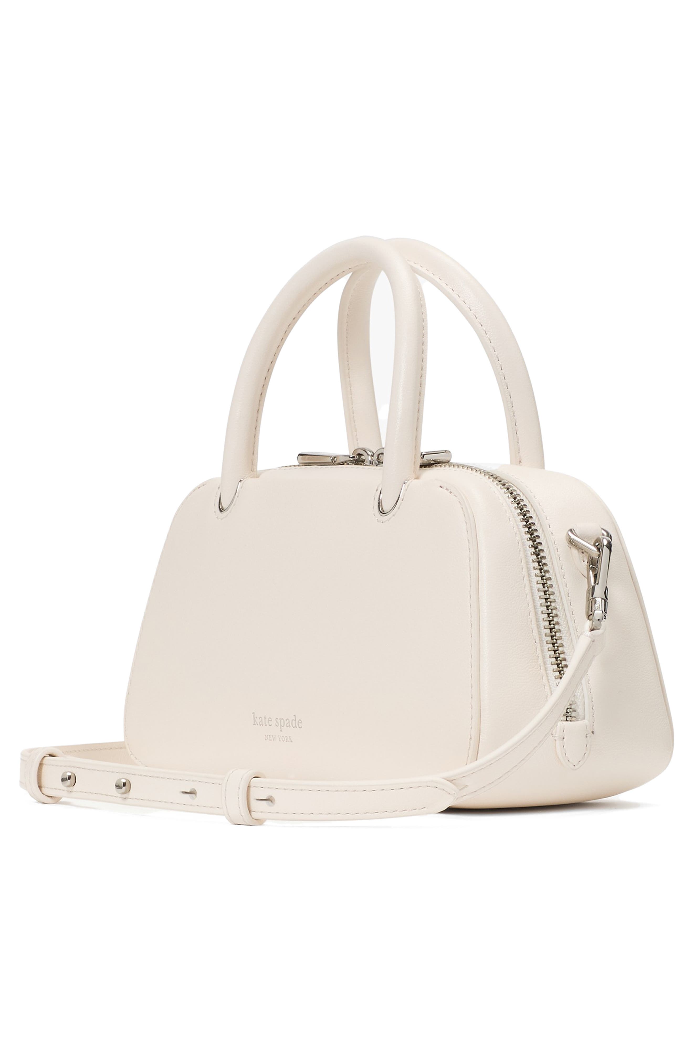 Kate Spade New York mini grace fine grain leather top handle bag, Alternate, color, Cream