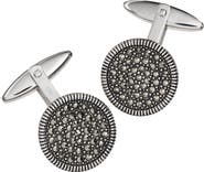 Jan Leslie Round Marcasite Pave Sterling Cufflinks