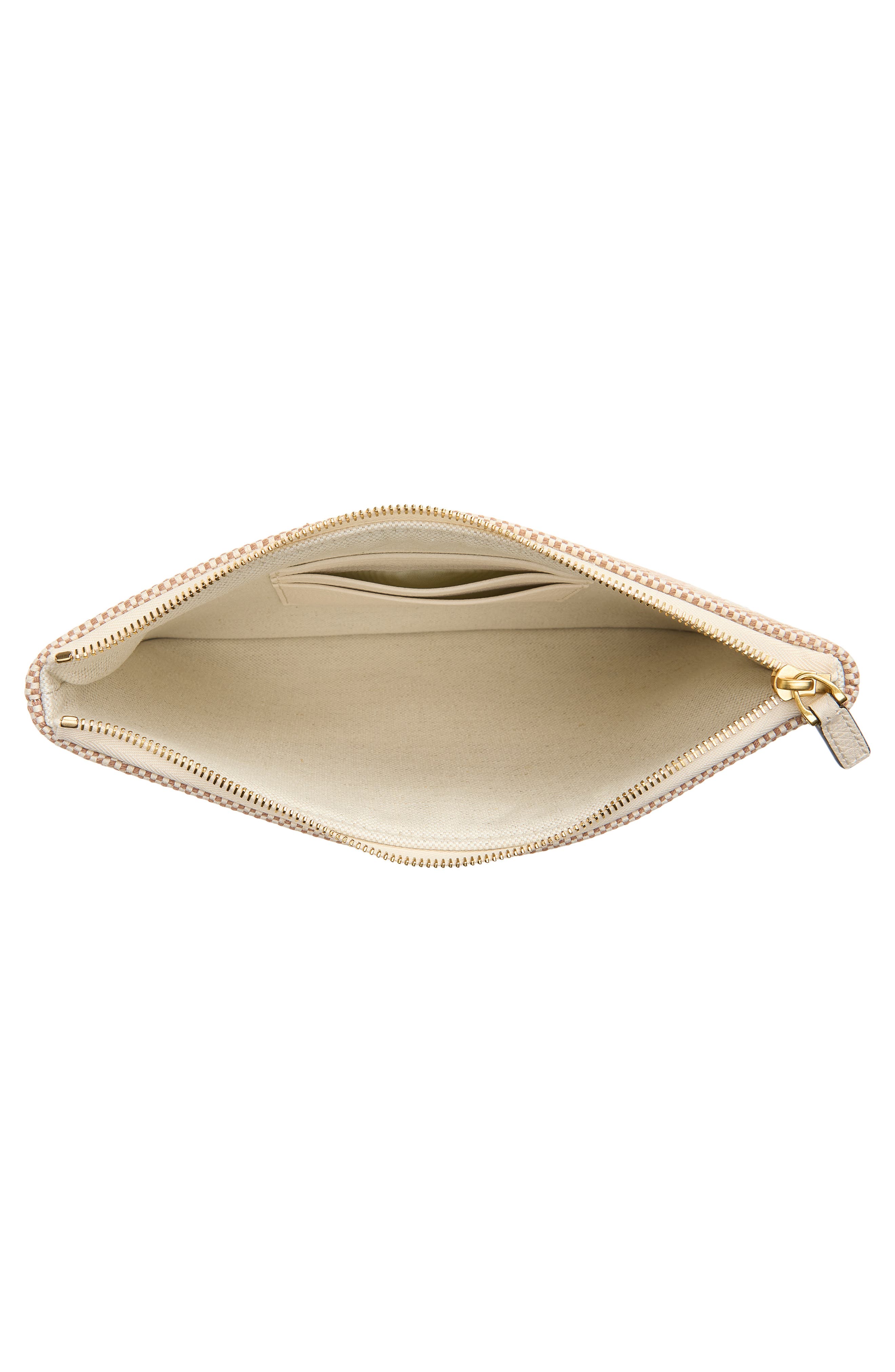 VLOGO Signature Medium Floral Embroidered Flat Pouch, Alternate, color, NATURAL
