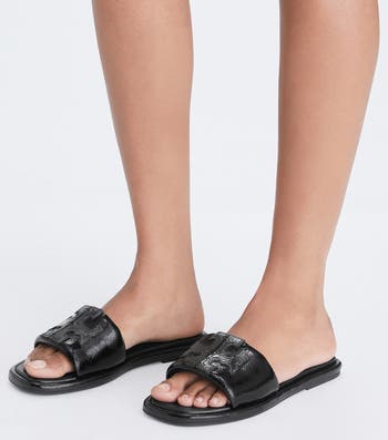 Double-T Leather Sport Slide Sandal