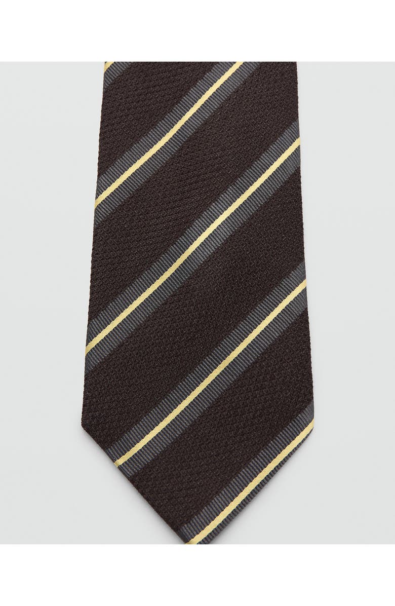 MANGO Combined Stripe Tie, Alternate, color, Brown