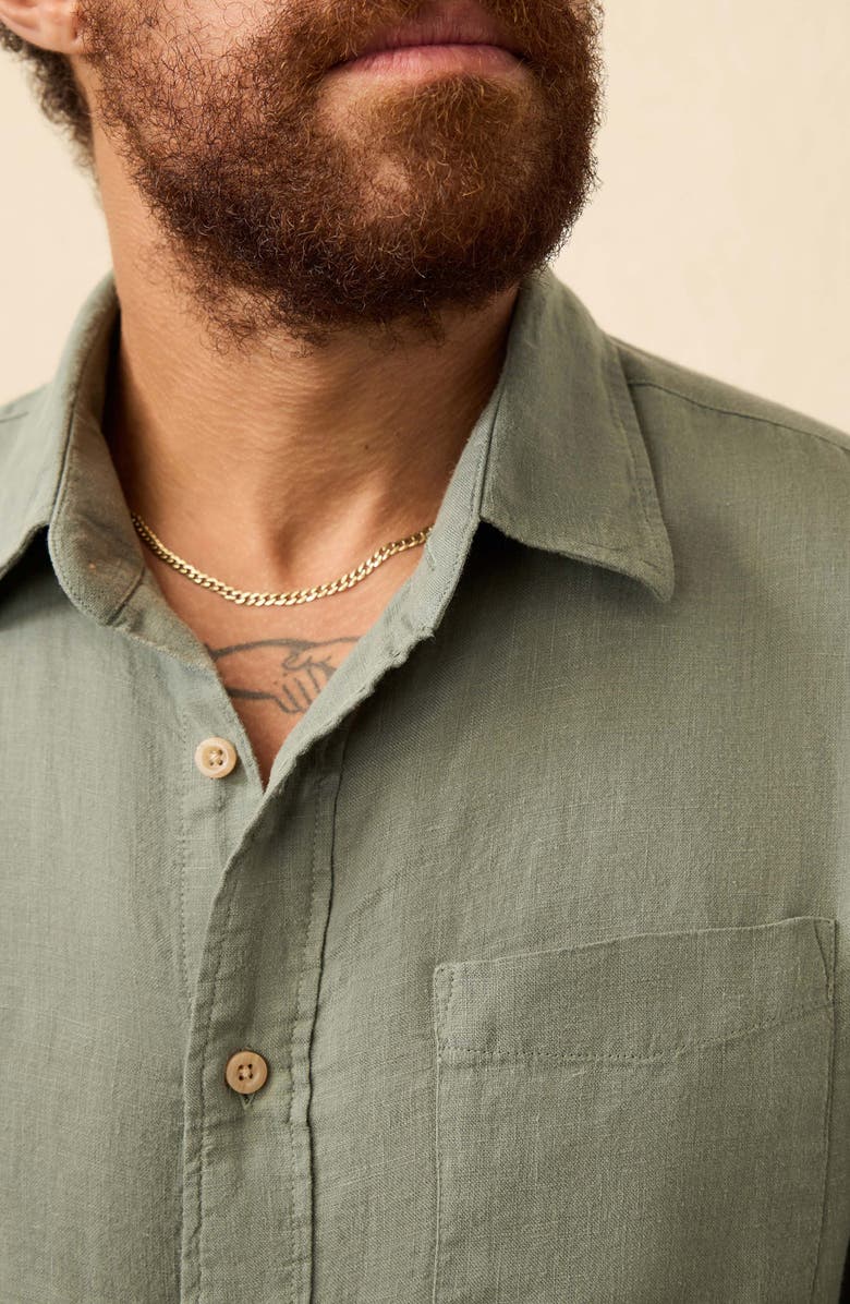Faherty Laguna Linen Button-Up Shirt, Alternate, color, Valley Sage