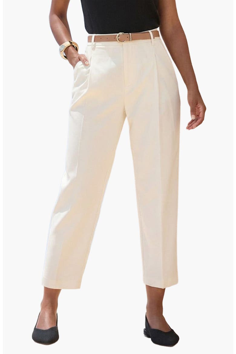 Belted Cropped Trousers, Main, color, Ivory