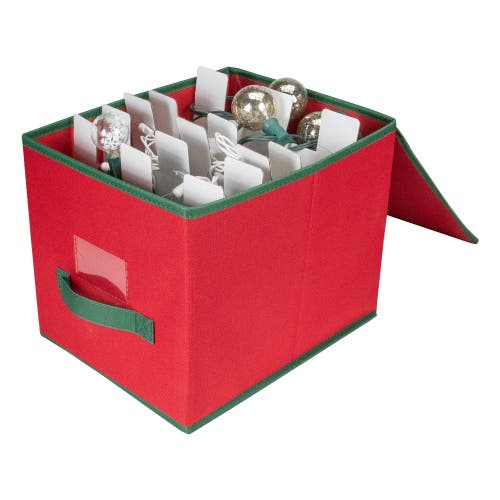 Northlight Christmas Ornament Storage Box With Removable Dividers In Red