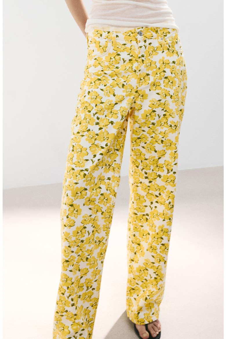 Floral Straight Leg Jeans, Alternate, color, YELLOW