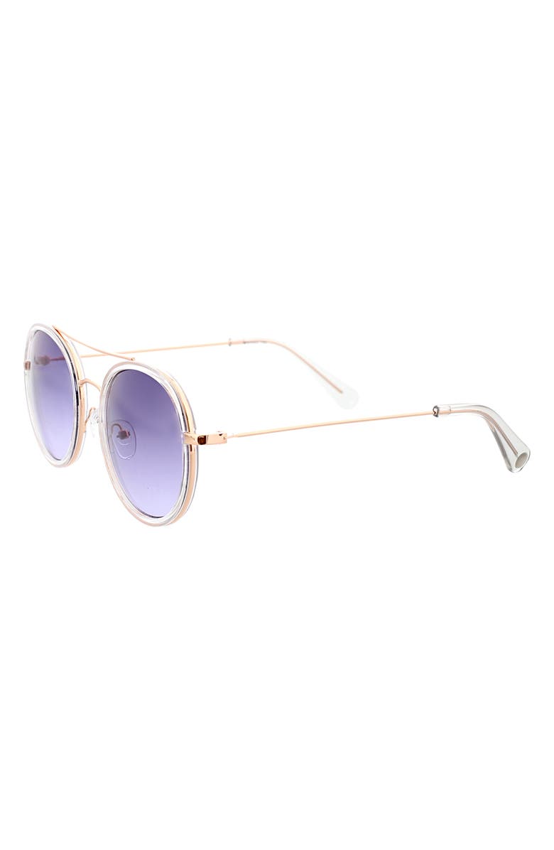 BCBGeneration 57mm Round Aviator Sunglasses, Alternate, color, Rose/ Clear