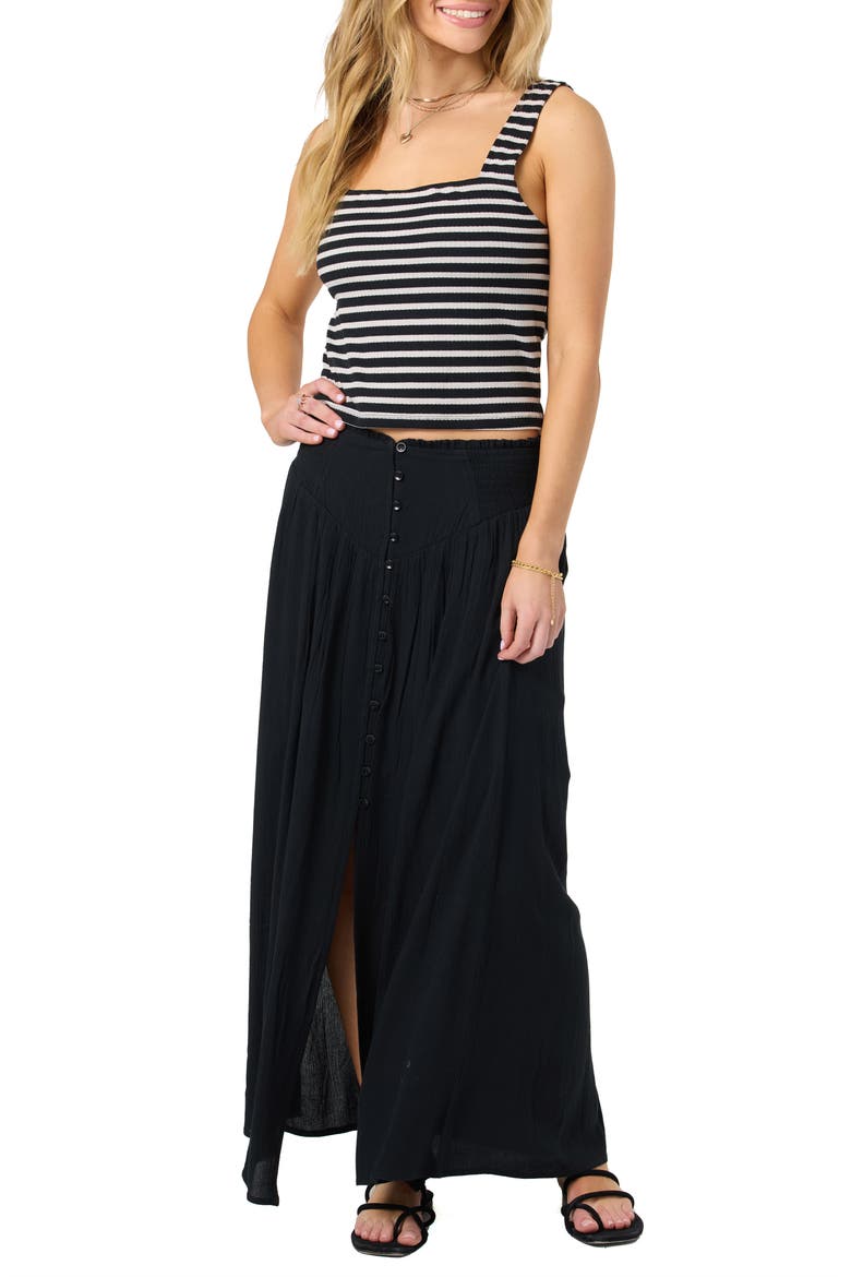 Tryston Button Front Midi Skirt, Alternate, color, BLACK