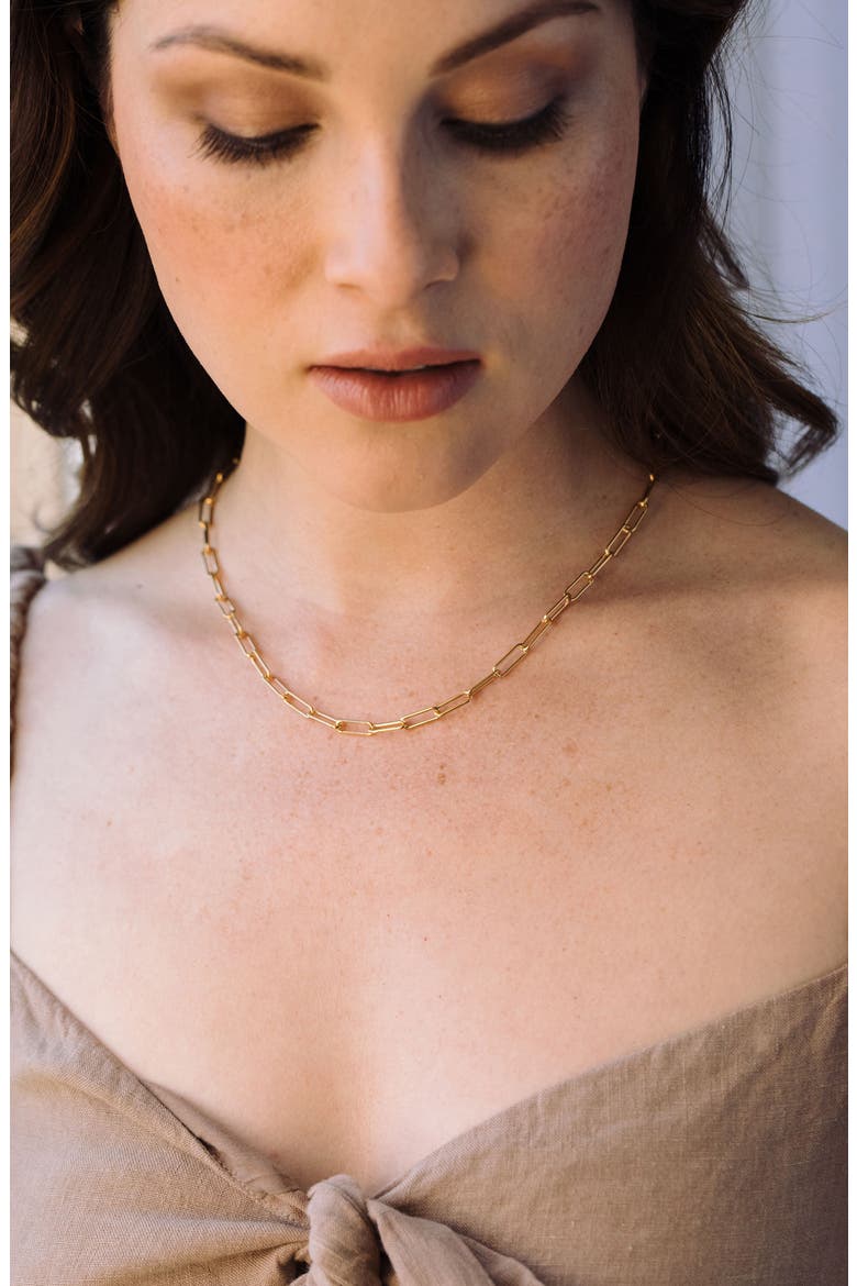 Colette Paper Clip Chain Necklace, Alternate, color, GOLD