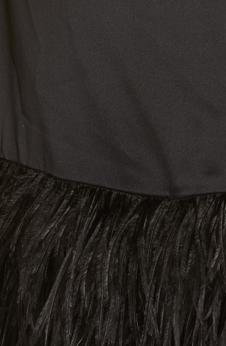 Cinq à Sept Barb Feather Hem Silk Halter Dress, Alternate, color, 