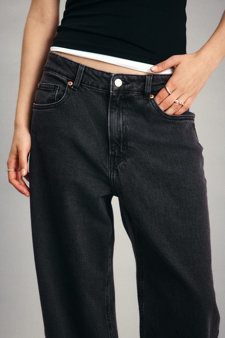 Wide High Waist Jeans, Alternate, color, Dark denim gray