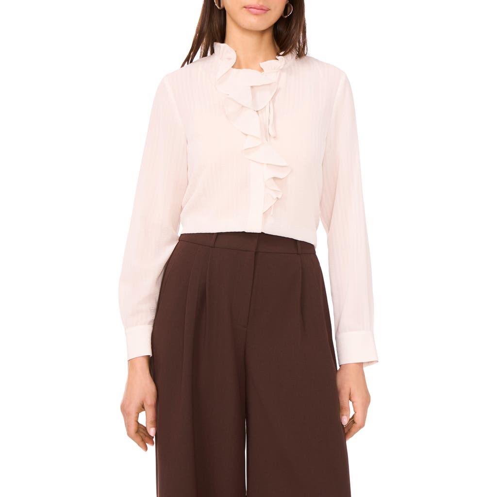 Vince Camuto Stripe Ruffle Button-up Shirt