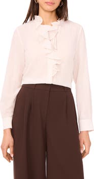 Vince Camuto Stripe Ruffle Button-Up Shirt