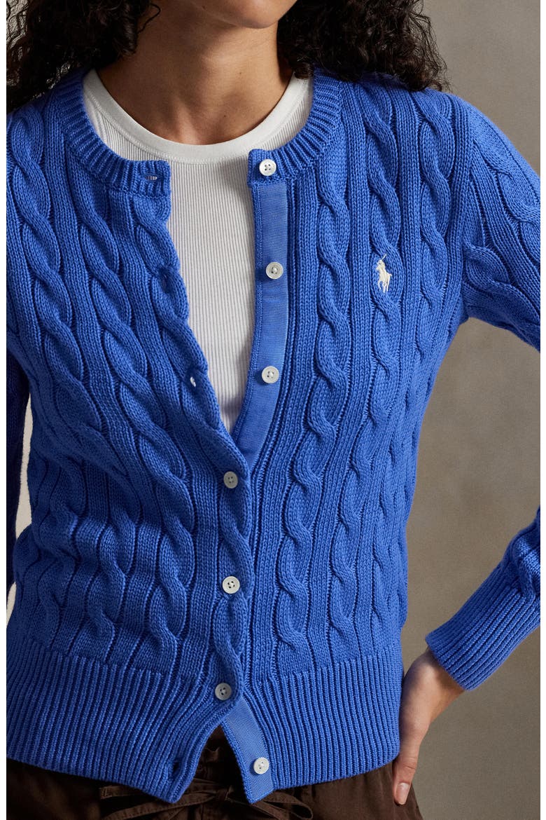 Cable Cotton Cardigan, Alternate, color, INDIGO SKY