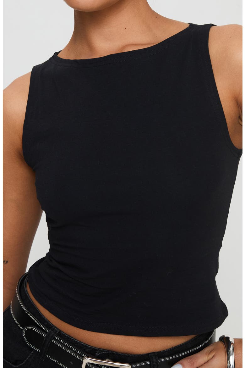 Bleeker Boat Neck Crop Tank, Alternate, color, BLACK