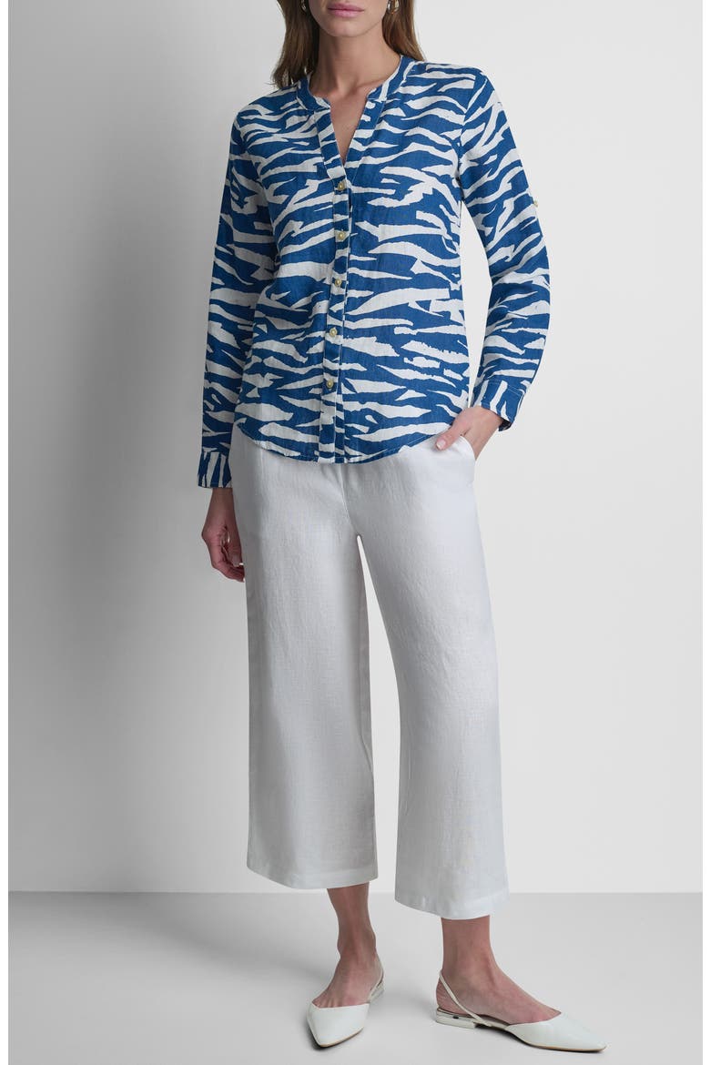 Print Linen Shirt, Alternate, color, TIDAL BREAK