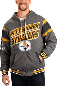 G-III SPORTS BY CARL BANKS Men's G-III Sports by Carl Banks Black/Gray Pittsburgh Steelers Extreme Full Back Reversible Hoodie Full-Zip Jacket