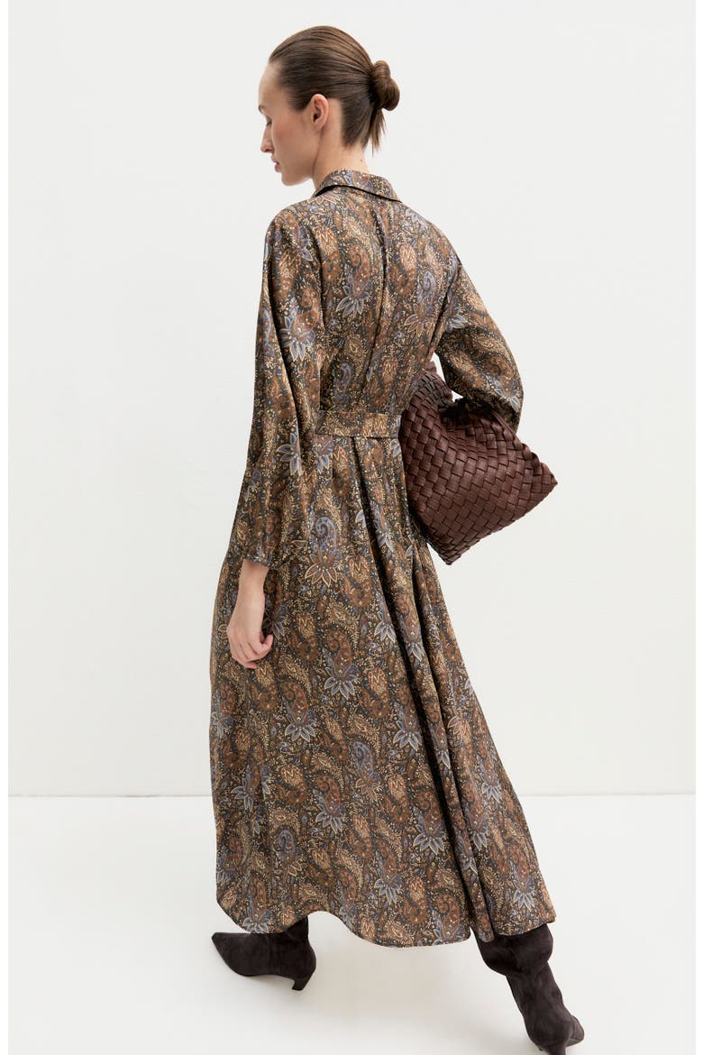 Paisley Long Sleeve Shirtdress, Alternate, color, UNDERWOOD