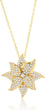 SUZY LEVIAN Rose Pavé Cubic Zirconia Flower Pendant Necklace