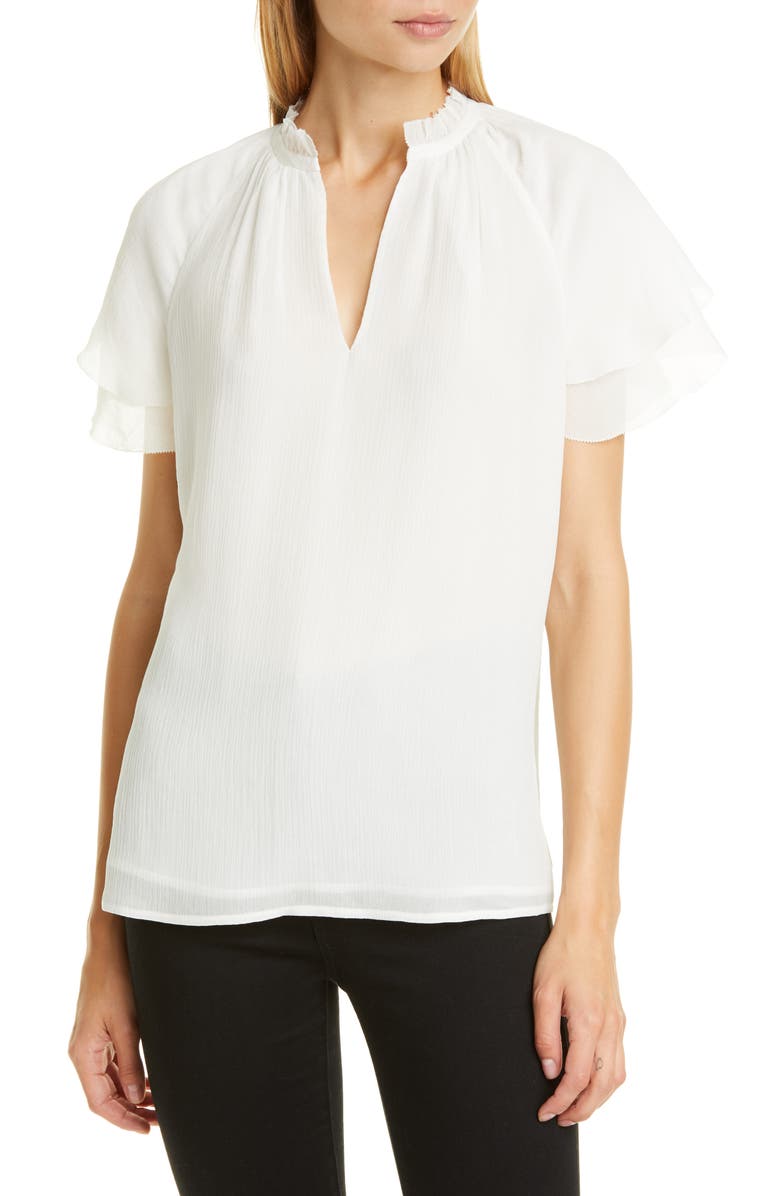 Nordstrom Signature Split Neck Silk Top, Main, color, 