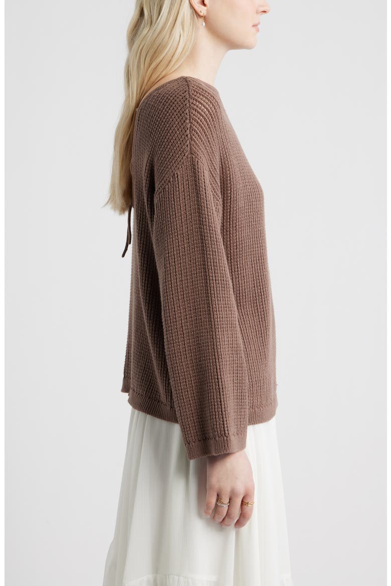 Cotton Open Stitch Sweater, Alternate, color, BROWN QUARTZ