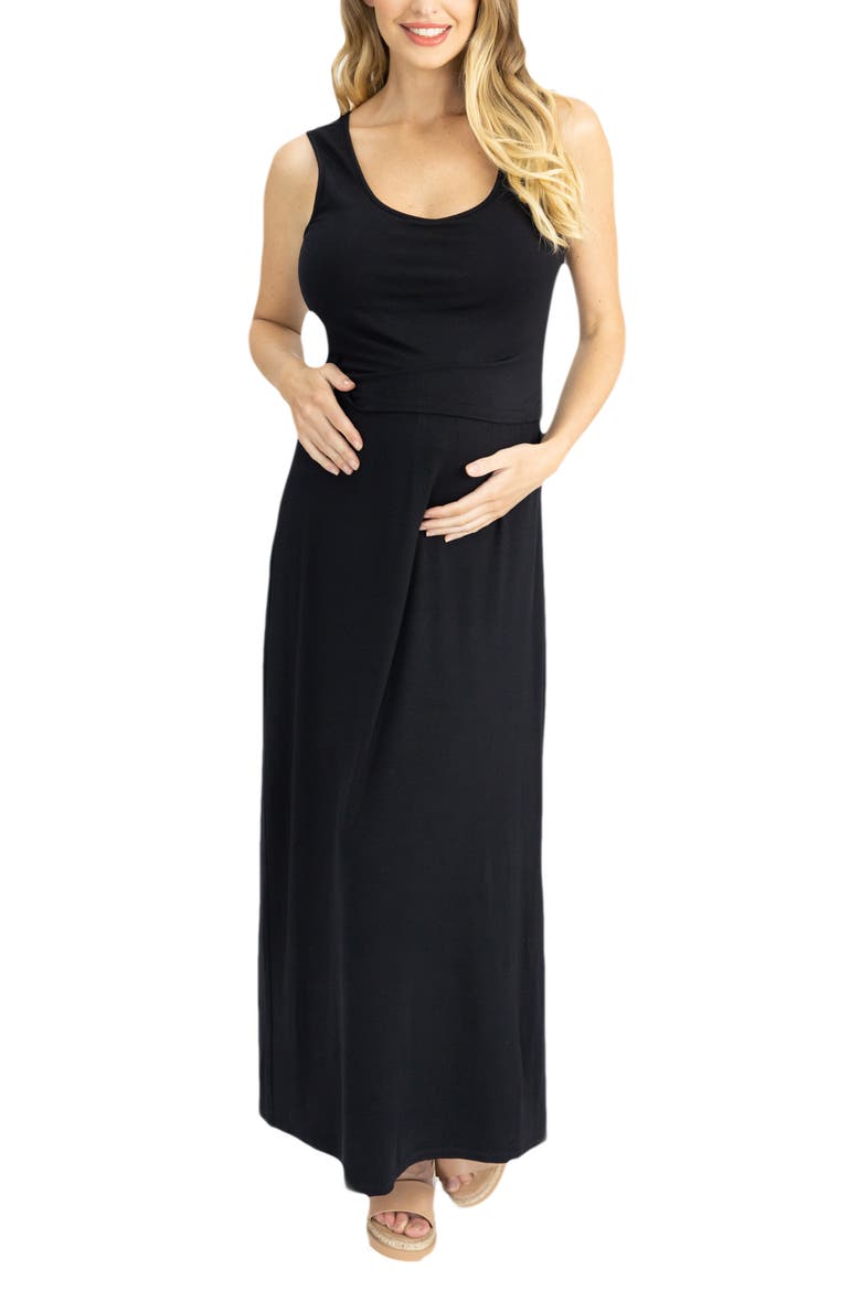 Maternity/Nursing Maxi Dress, Main, color, BLACK
