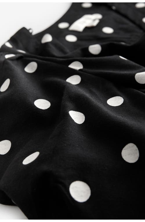 Next Puff Sleeve Polka Dot Dress In Black
