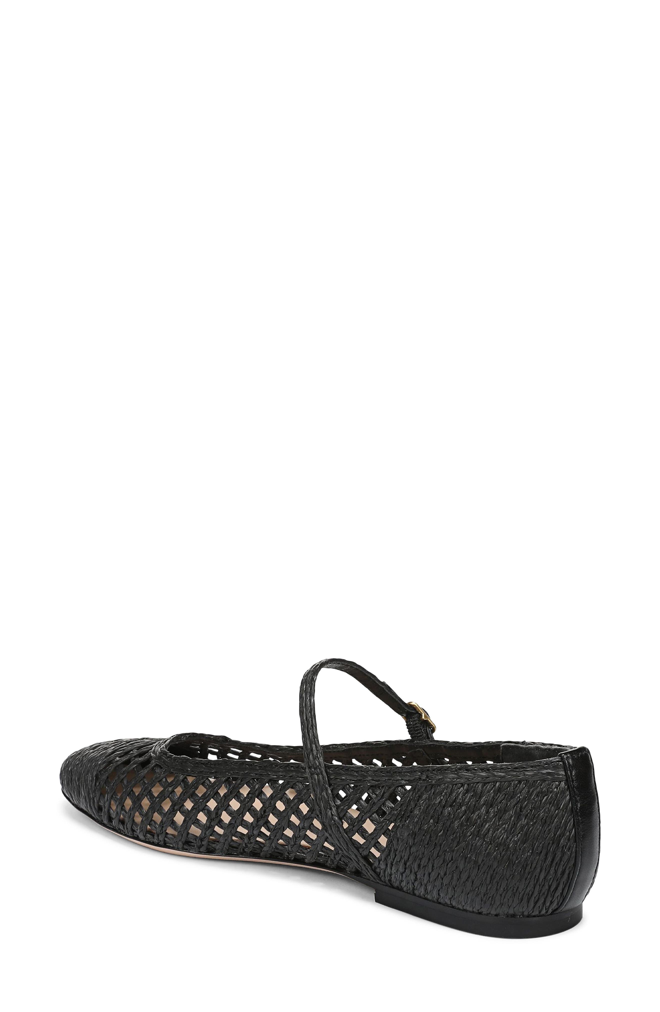 Veronica Beard Ellie Raffia Mary Jane Flat, Alternate, color, Black