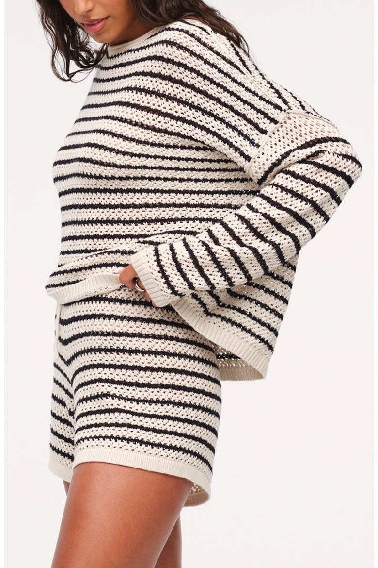 Stripe Crochet Sweater, Alternate, color, BONE STRIPE