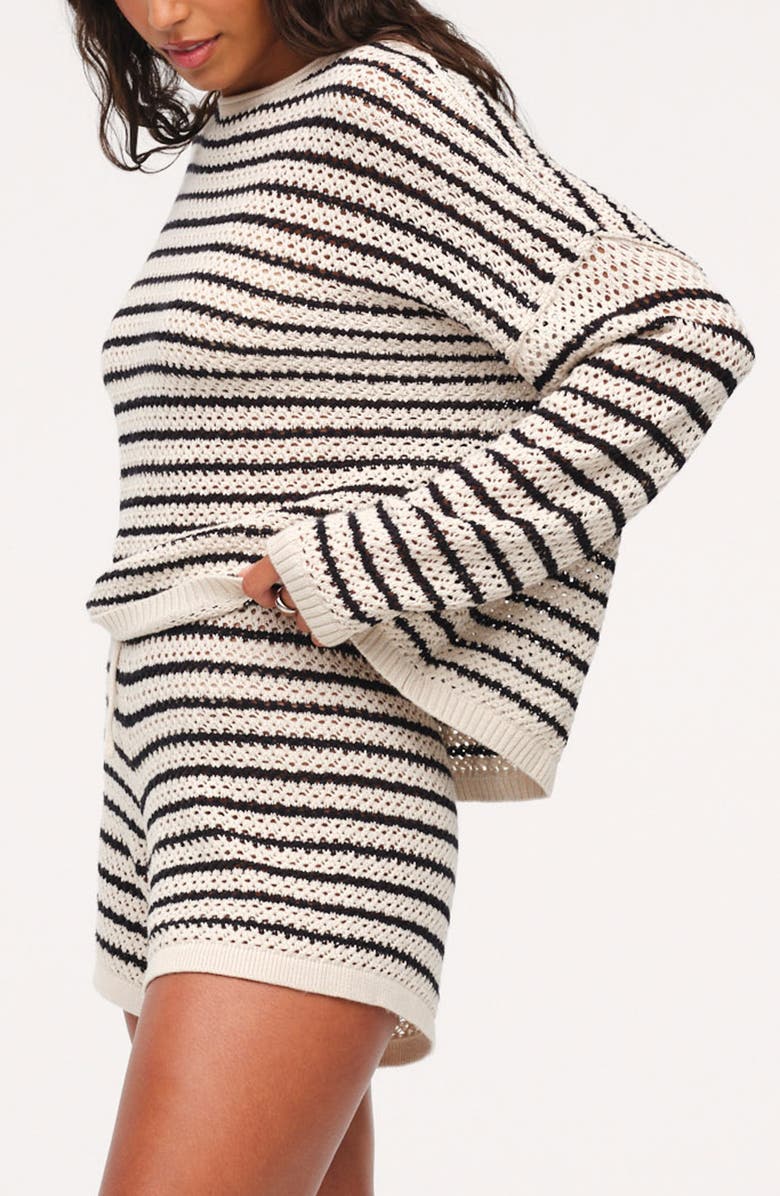 nuuds Stripe Crochet Sweater, Alternate, color, Bone Stripe