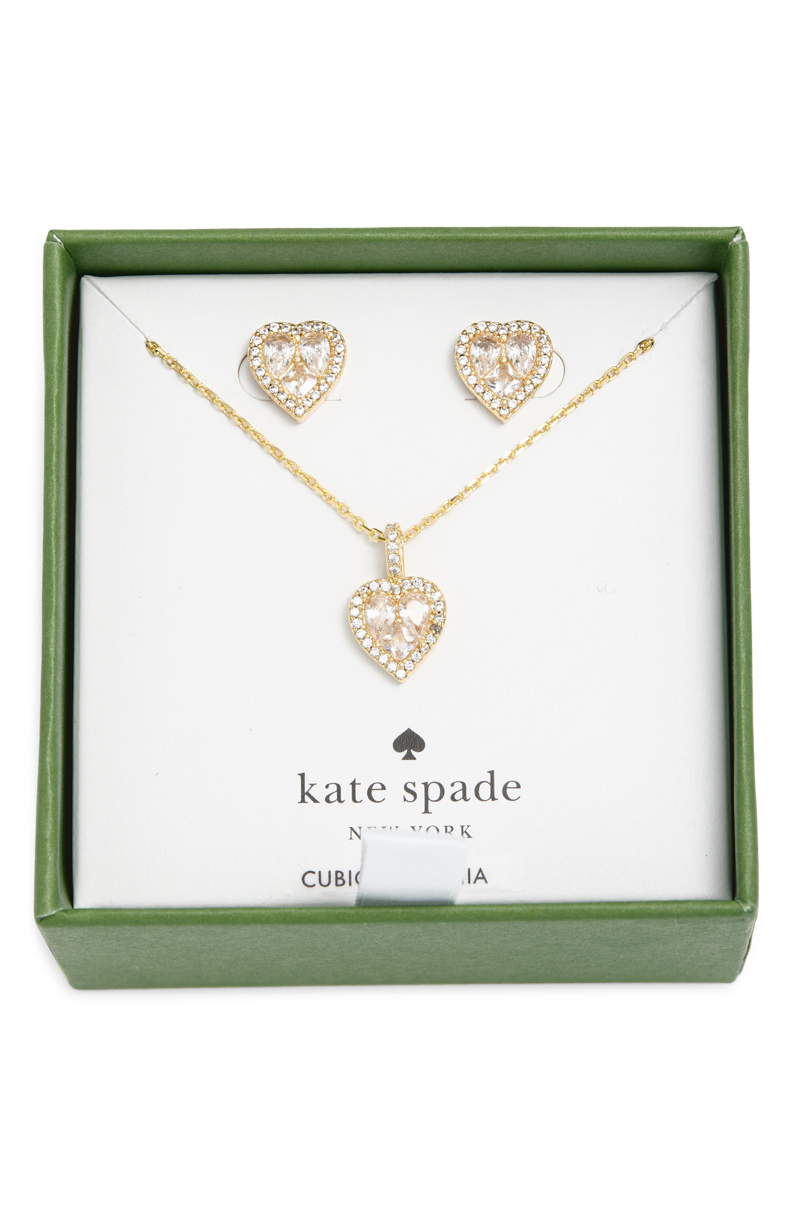 Kate Spade New York spell it out cubic zirconia heart pendant necklace & stud earrings set