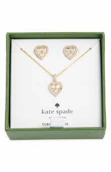 Kate Spade New York spell it out cubic zirconia heart pendant necklace & stud earrings set