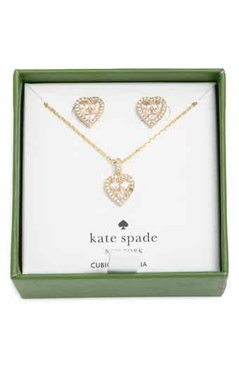 Kate Spade New York spell it out cubic zirconia heart pendant necklace & stud earrings set