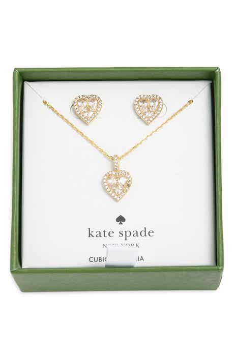 Kate Spade New York spell it out cubic zirconia heart pendant necklace & stud earrings set