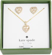 Kate Spade New York spell it out cubic zirconia heart pendant necklace & stud earrings set